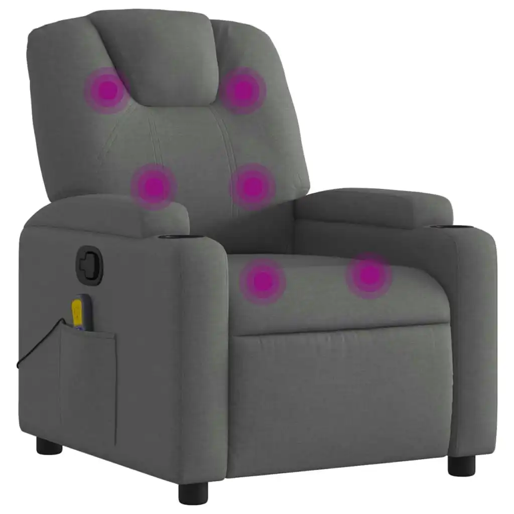 Massage Recliner Chair Dark Grey Fabric 372378