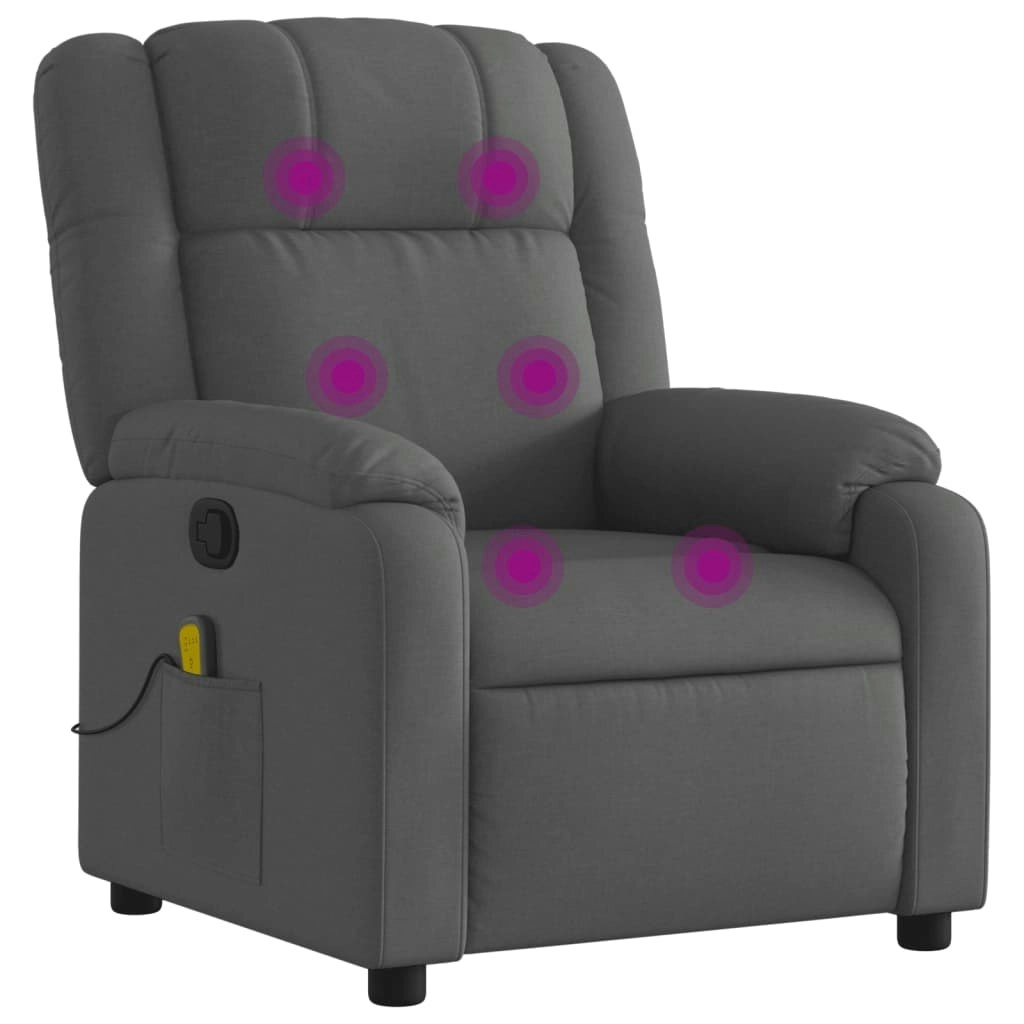 Massage Recliner Chair Dark Grey Fabric 373549