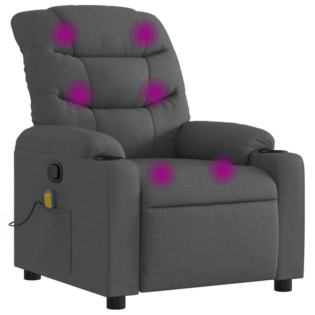 Massage Recliner Chair Dark Grey Fabric 374157