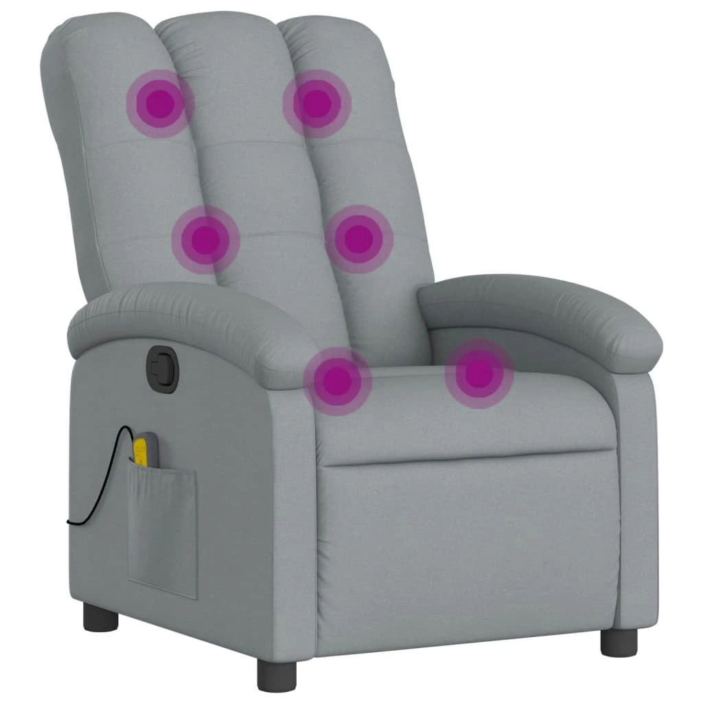 Massage Recliner Chair Light Grey Fabric 371739