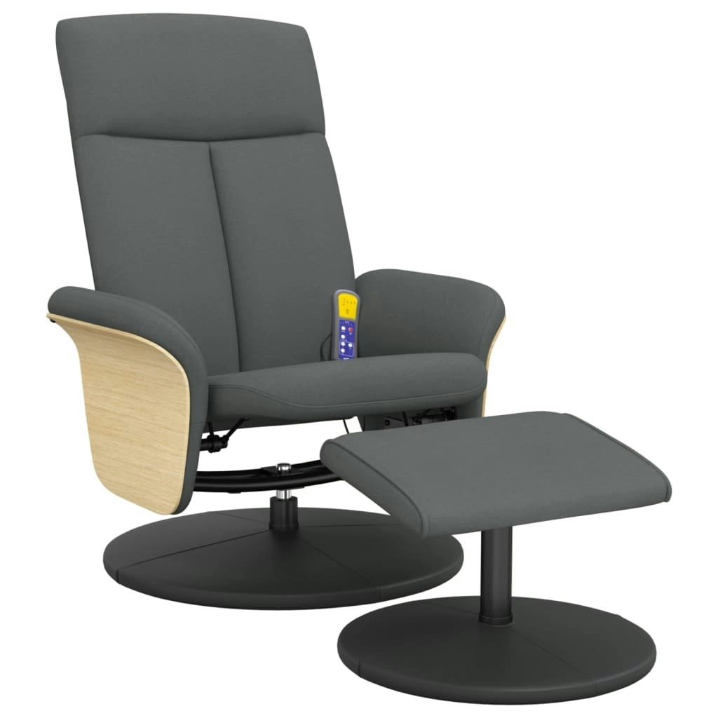 Massage Recliner Chair with Footstool Dark Grey Fabric 356543