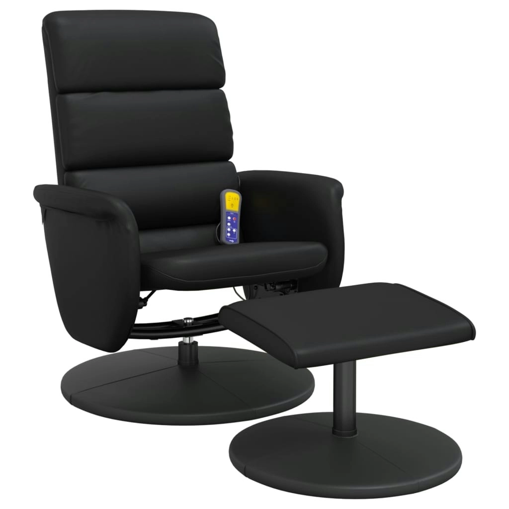 Massage Recliner Chair with Footstool Black Faux Leather 356729