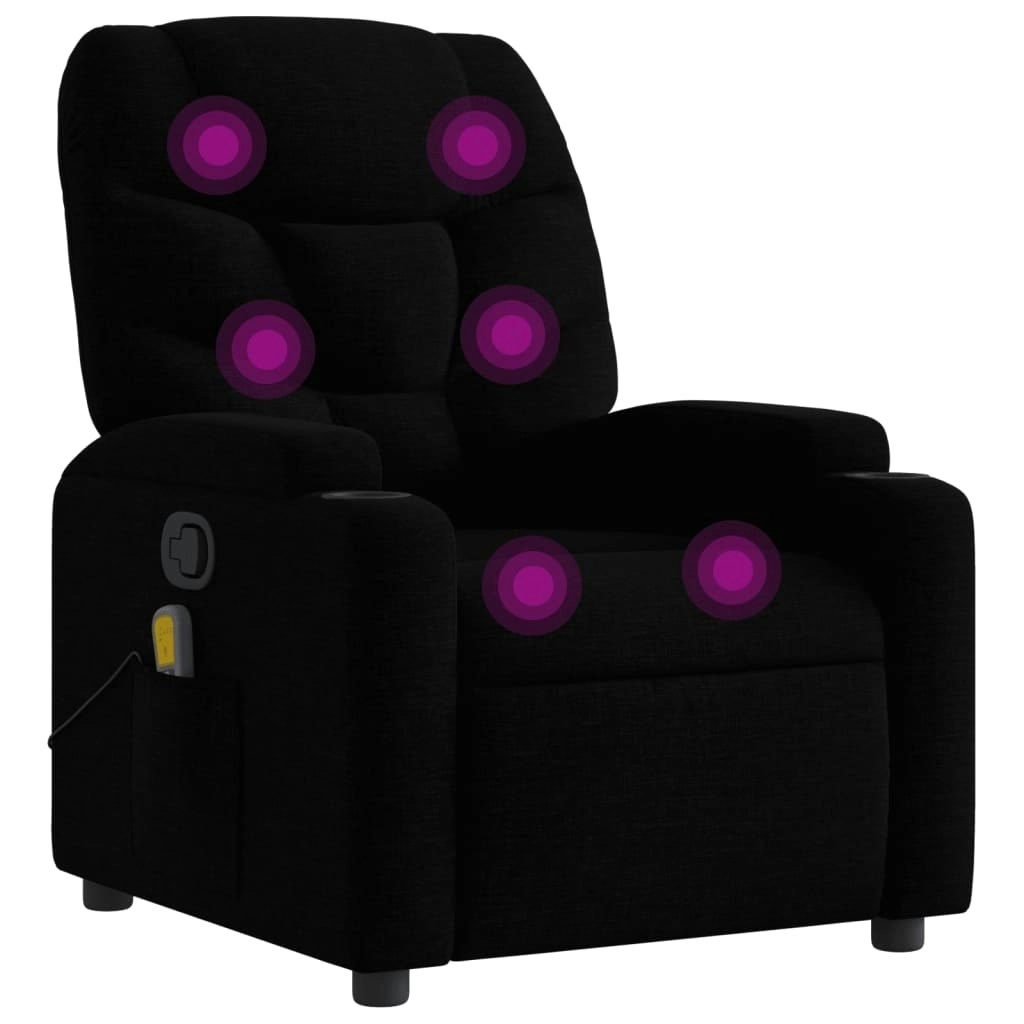 Massage Recliner Chair Black Fabric 3205614