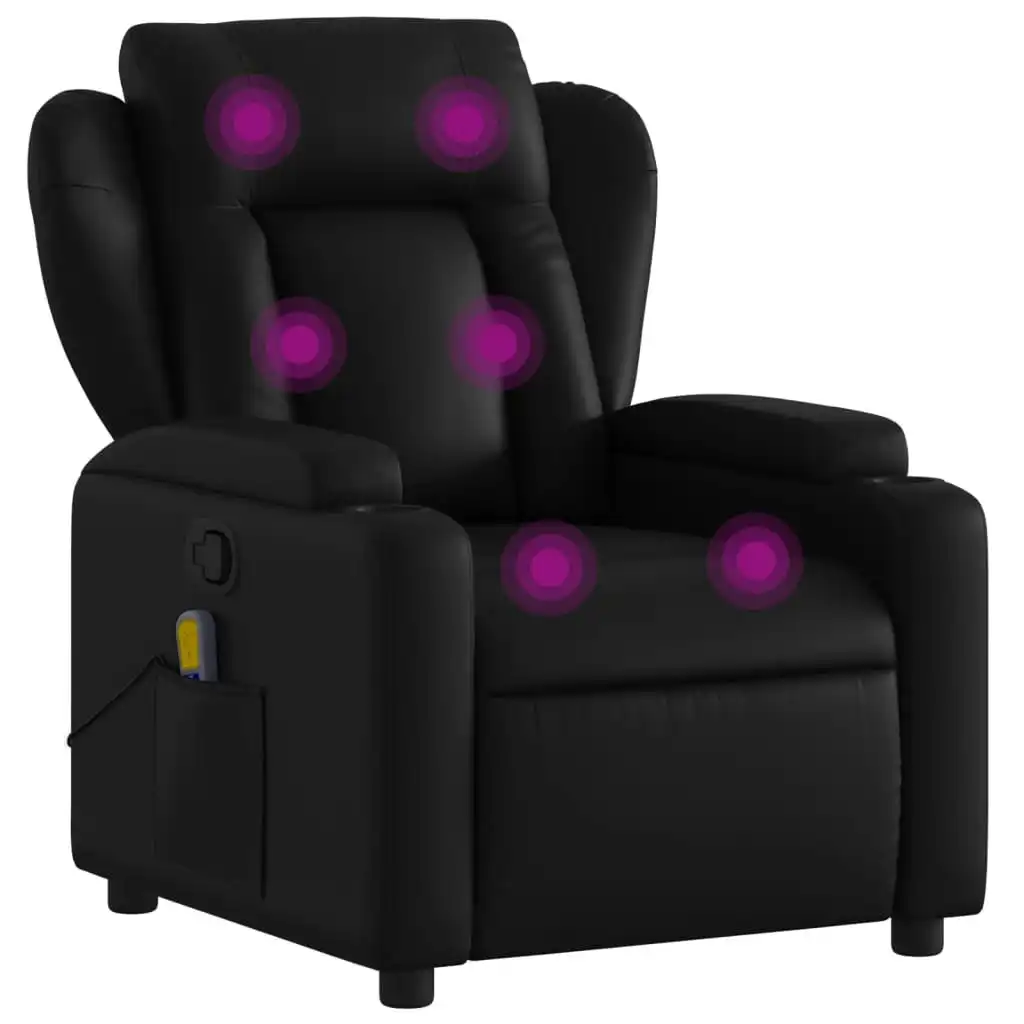 Massage Recliner Chair Black Faux Leather 3205596