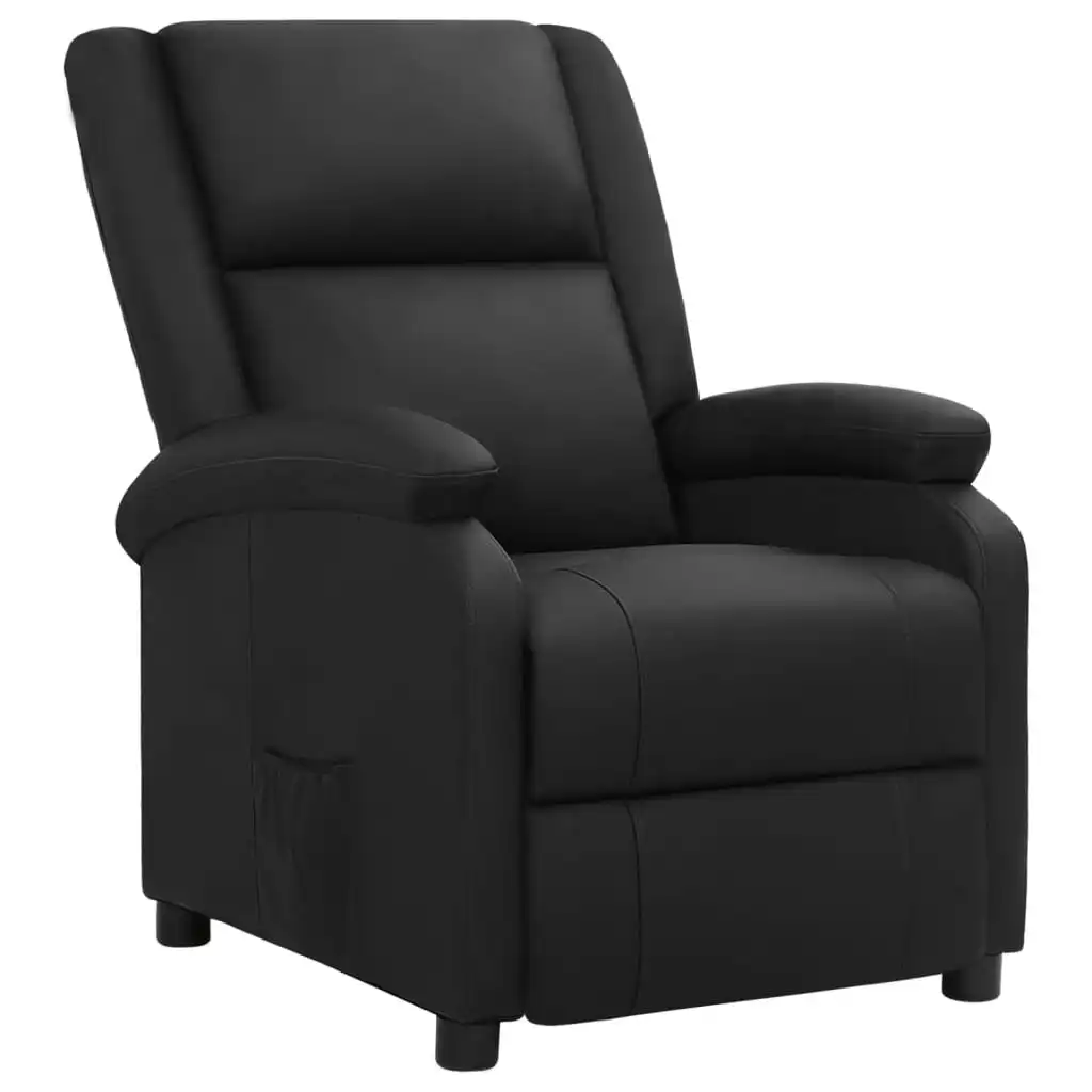 Recliner Chair Black Real Leather 340200