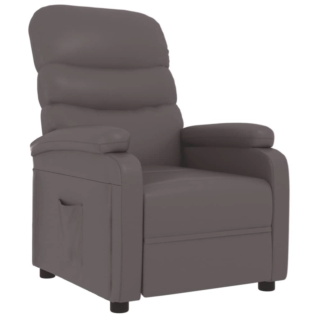 Recliner Chair Grey Faux Leather 348314