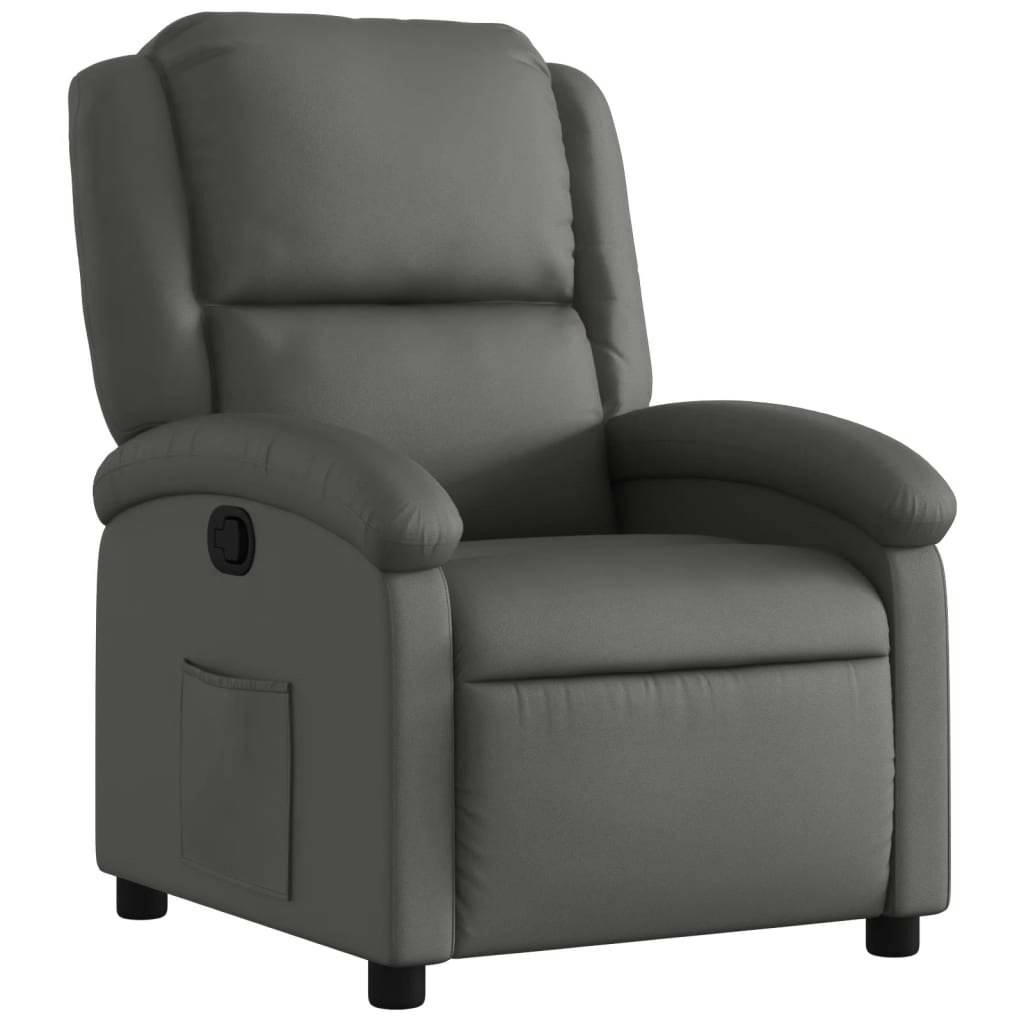 Recliner Chair Grey Real Leather 3205470