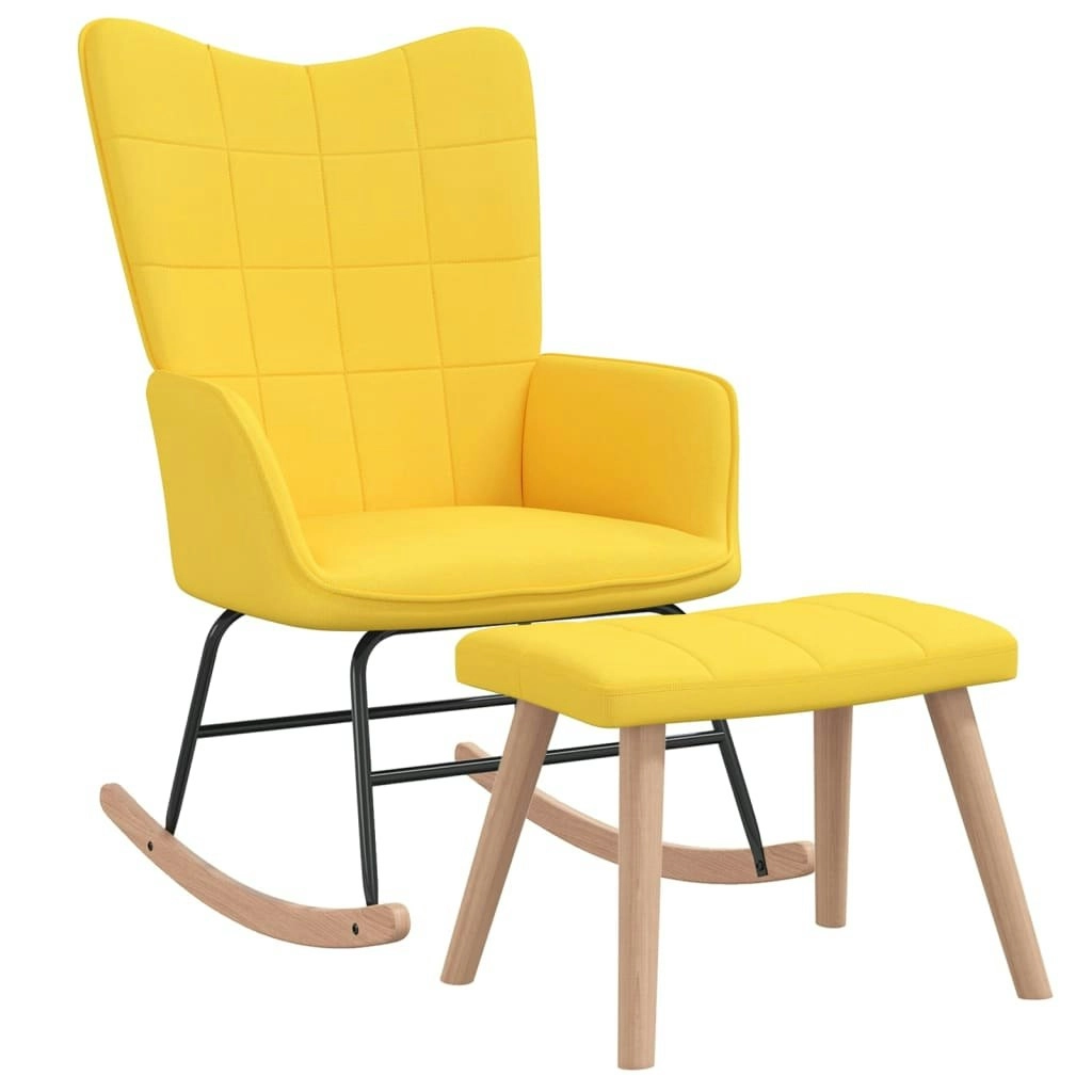 Rocking Chair with a Stool Mustard Yellow Fabric 328025