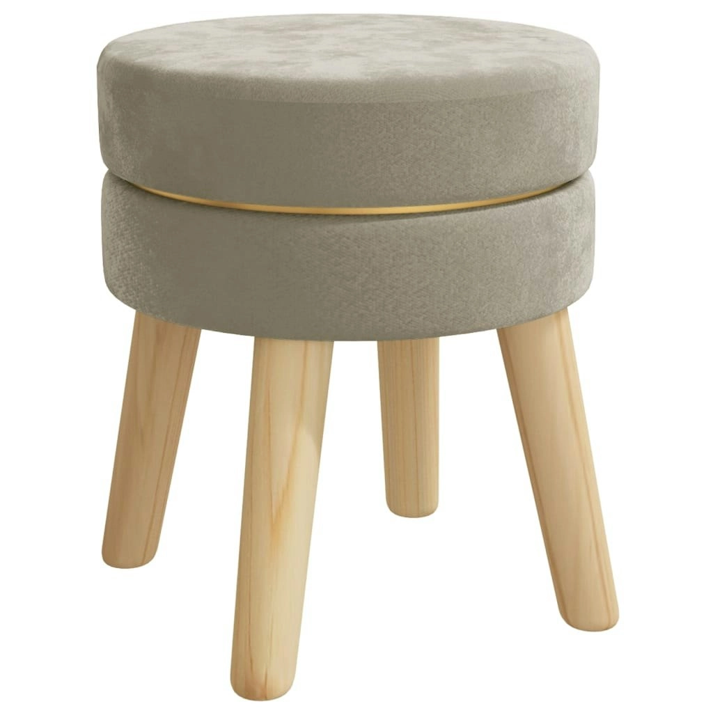 Round Hocker Dark Grey Velvet 340271