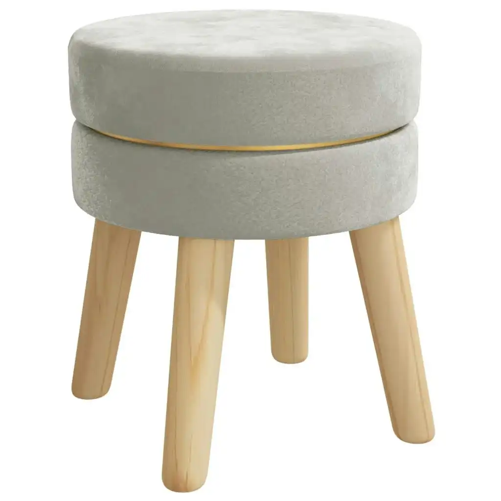 Round Hocker Light Grey Velvet 340270