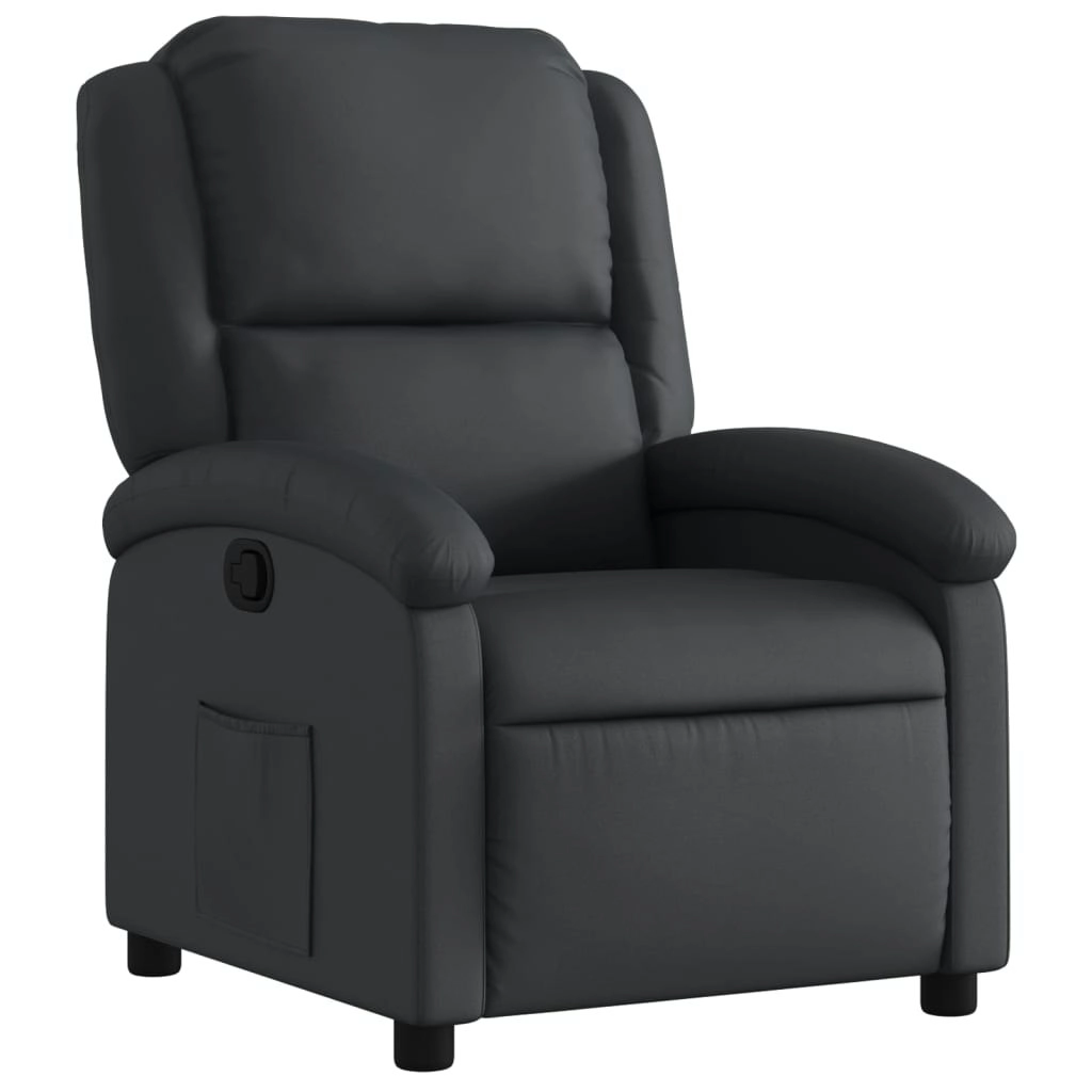 Recliner Chair Black Real Leather 3205468