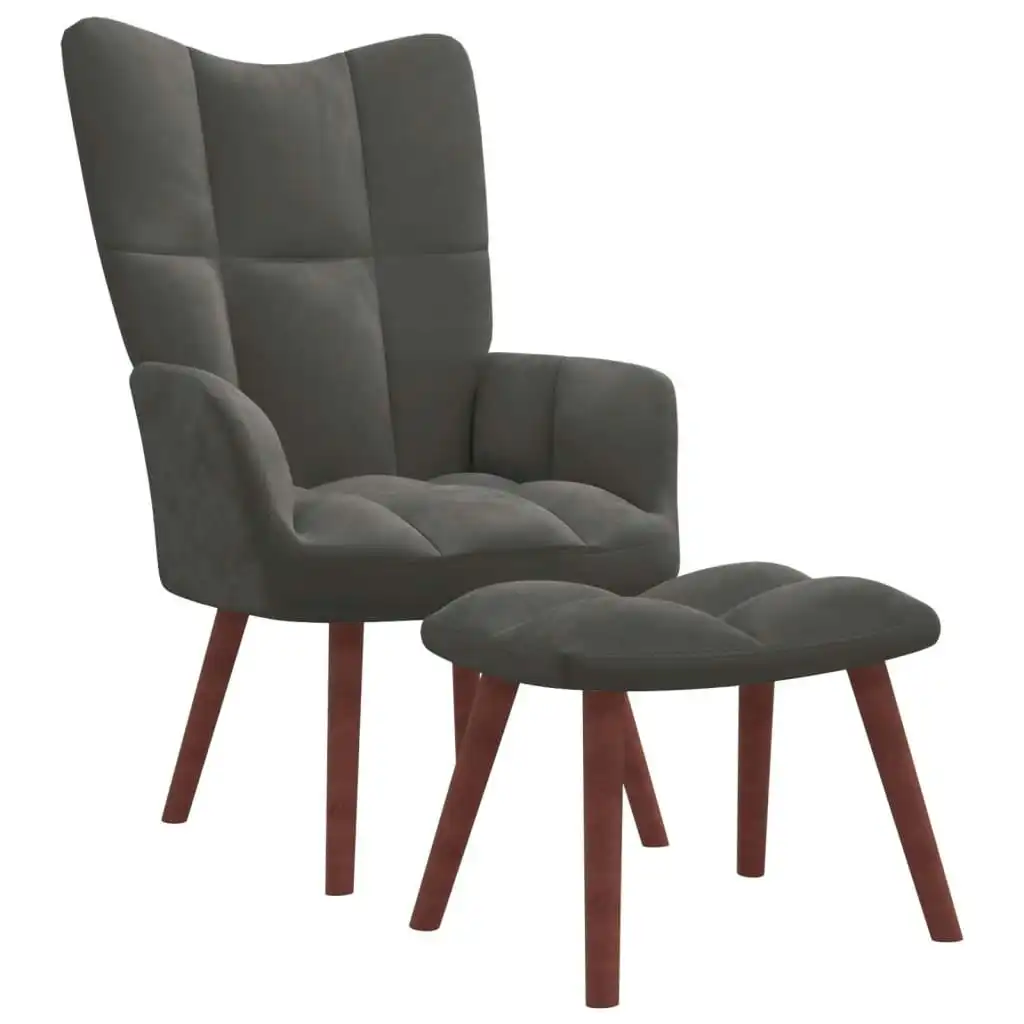 Relaxing Chair with a Stool Dark Grey Velvet 328063