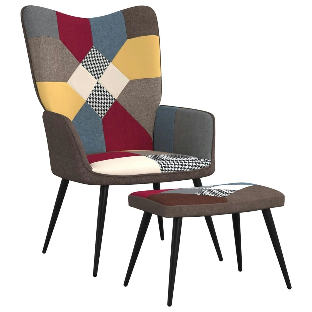 Relaxing Chair with a Stool Patchwork Fabric 328186