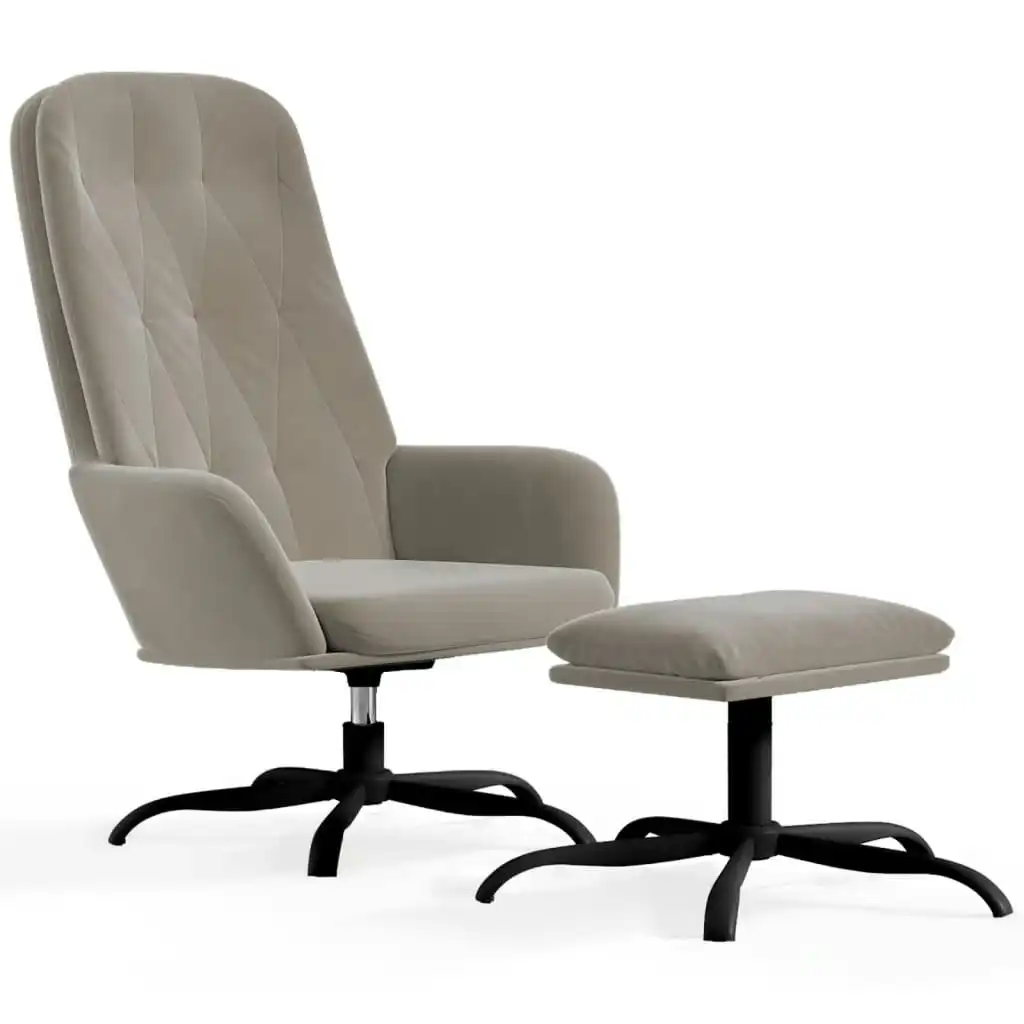 Relaxing Chair with Footstool Light Grey Velvet 3097630