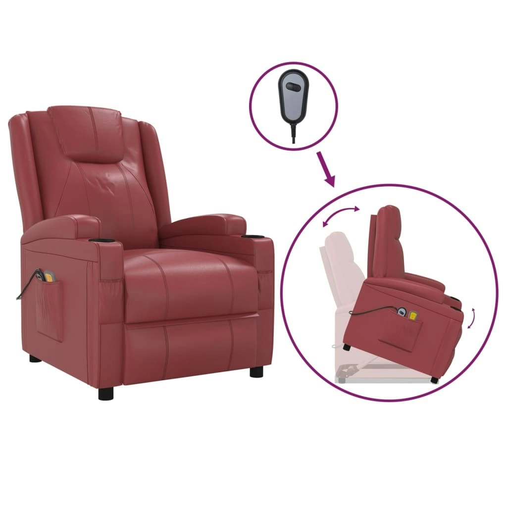 Stand up Massage Chair Wine Red Faux Leather 3152248