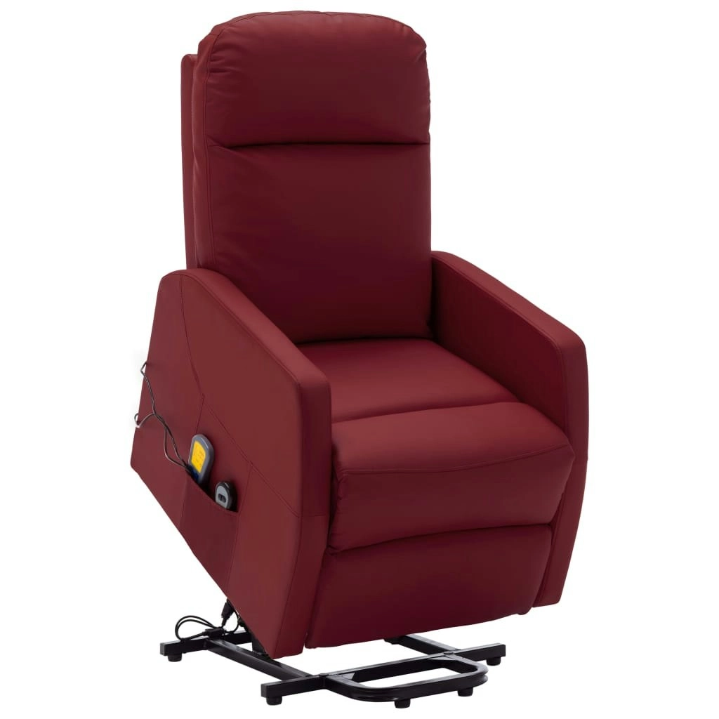 Stand up Massage Chair Wine Red Faux Leather 321377