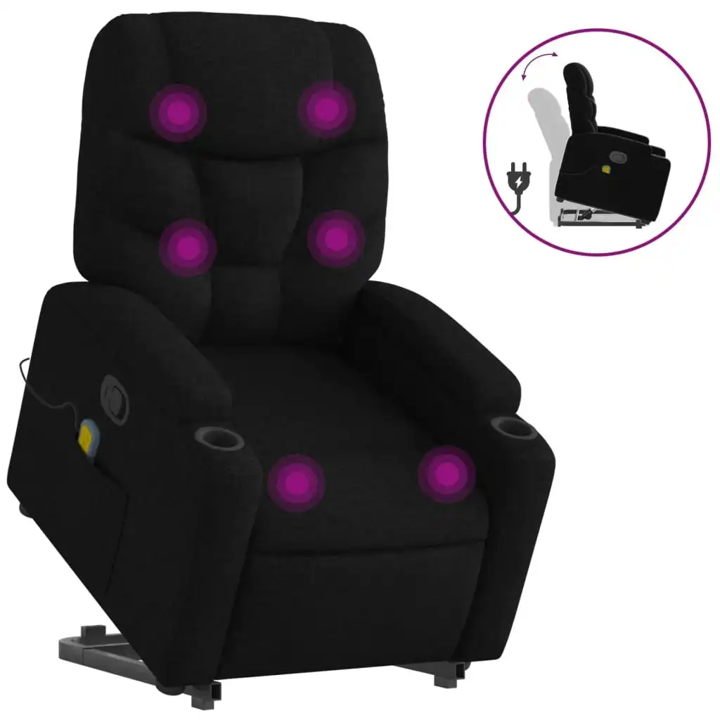 Stand up Massage Recliner Chair Black Fabric 3205630