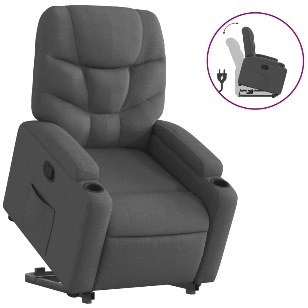 Stand up Recliner Chair Dark Grey Fabric 3205625