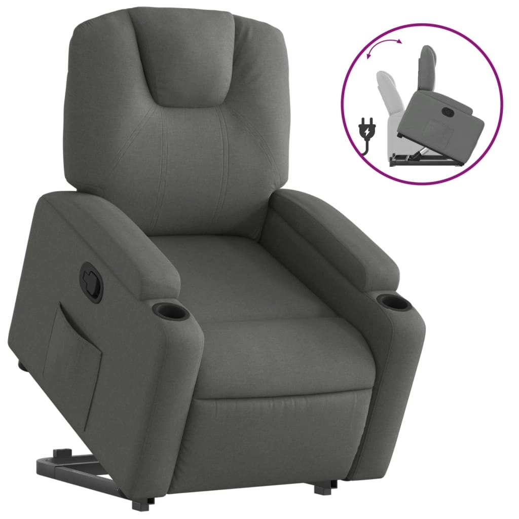 Stand up Recliner Chair Dark Grey Fabric 3205525