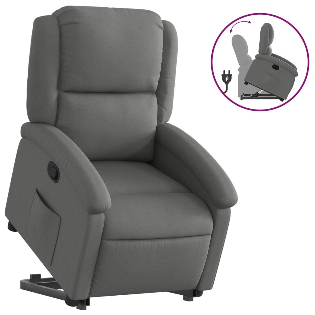 Stand up Recliner Chair Dark Grey Fabric 3205429