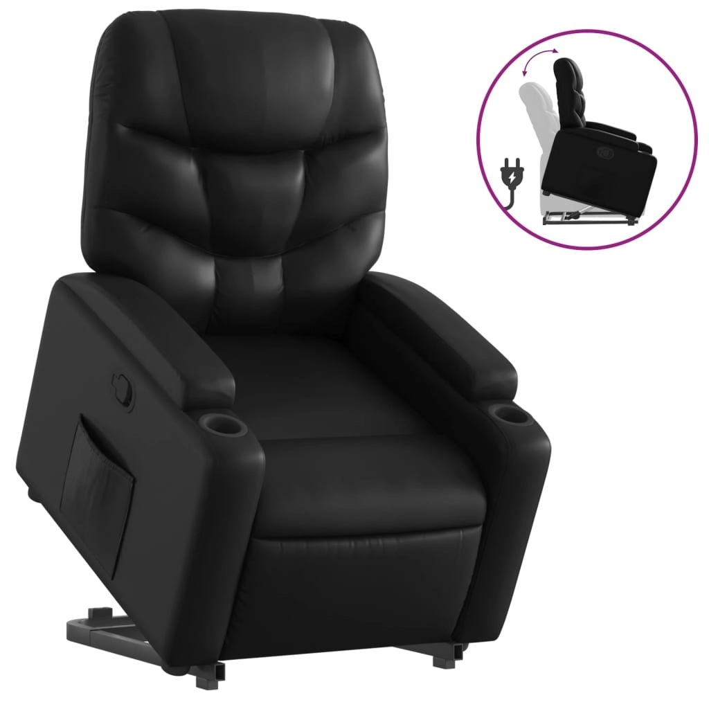 Stand up Recliner Chair Black Faux Leather 3205652