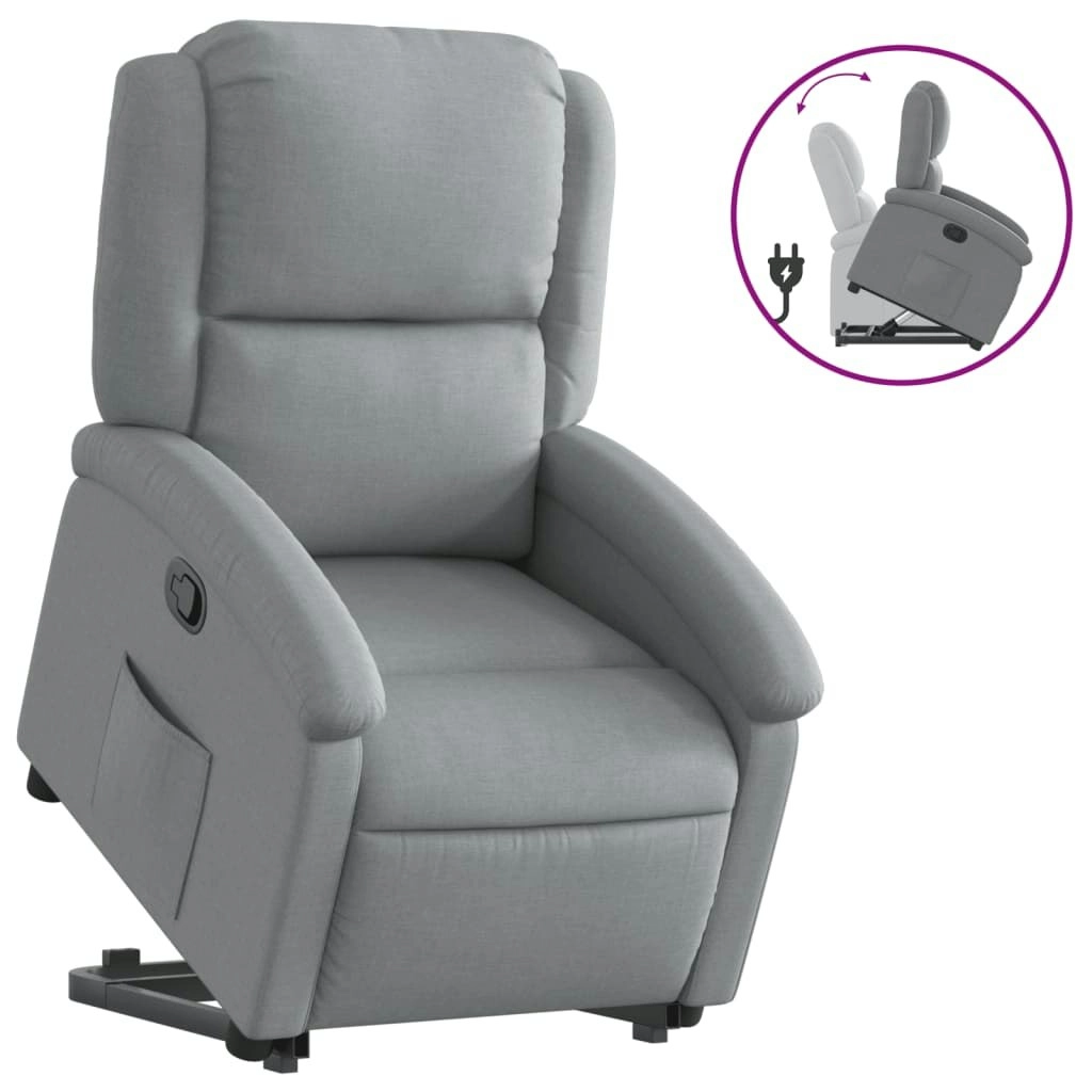 Stand up Recliner Chair Light Grey Fabric 3205428