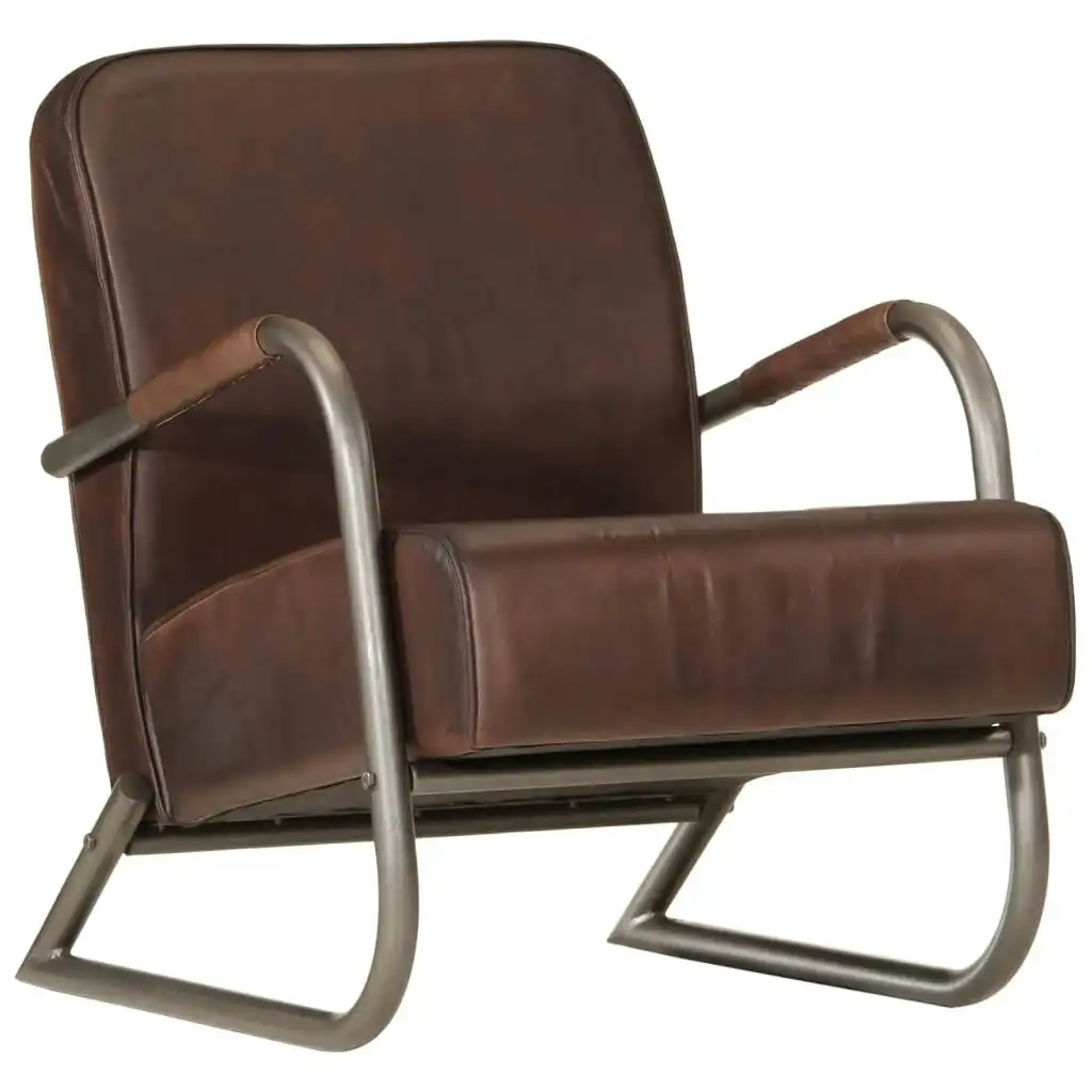 Sofa Chair Brown Real Leather 359632