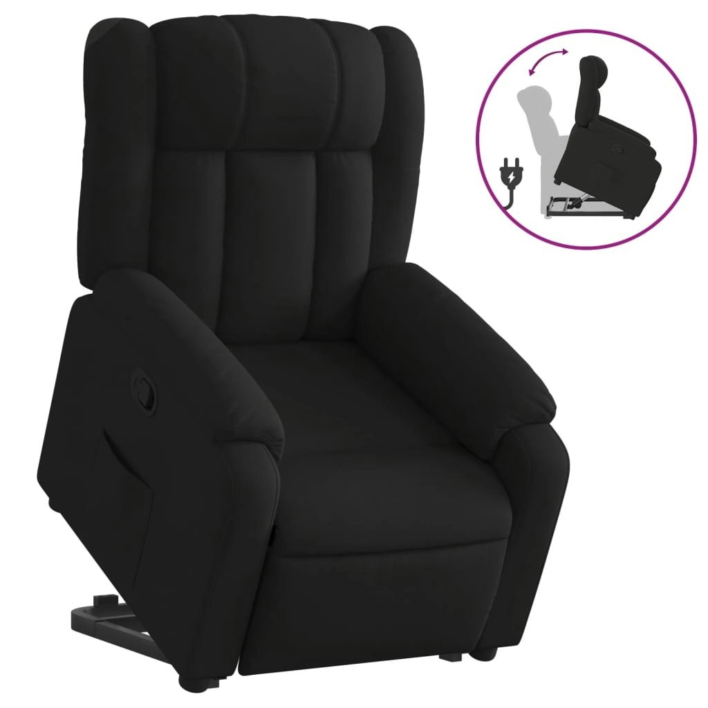 Stand up Massage Recliner Chair Black Fabric 3205794