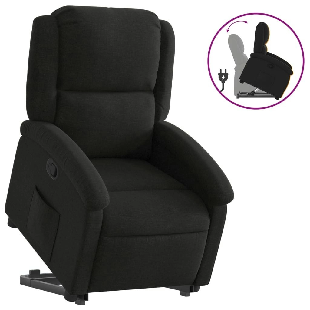 Stand up Recliner Chair Black Fabric 3205430