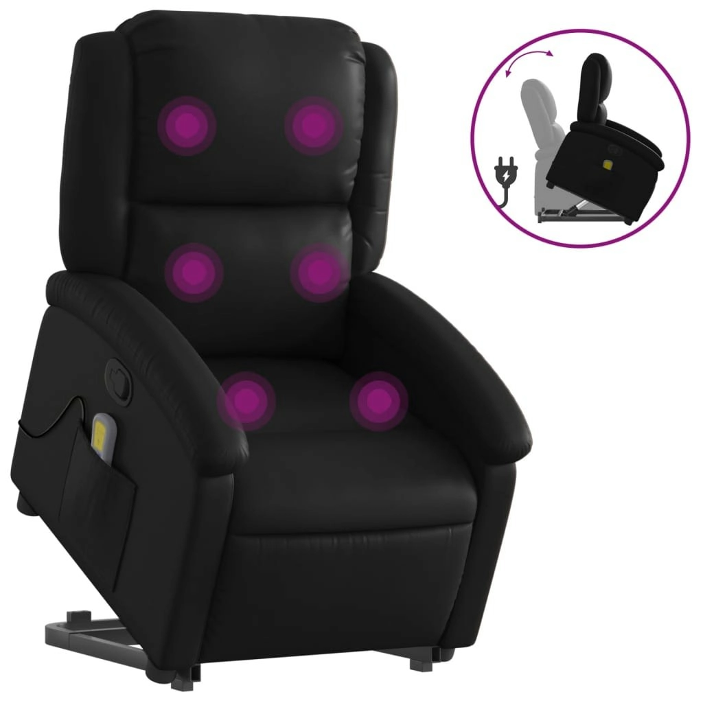 Stand up Massage Recliner Chair Black Faux Leather 3205459