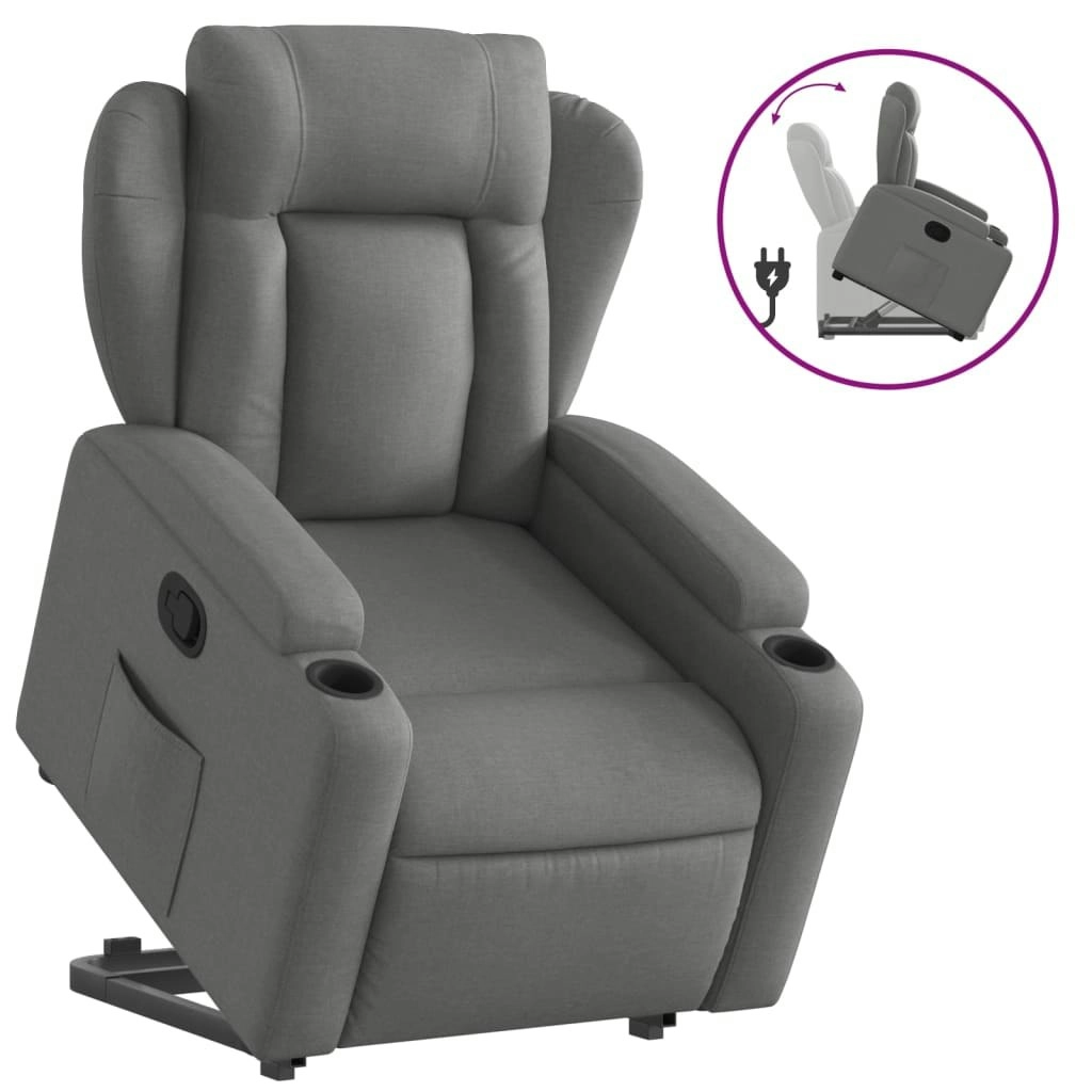 Stand up Recliner Chair Dark Grey Fabric 3205581