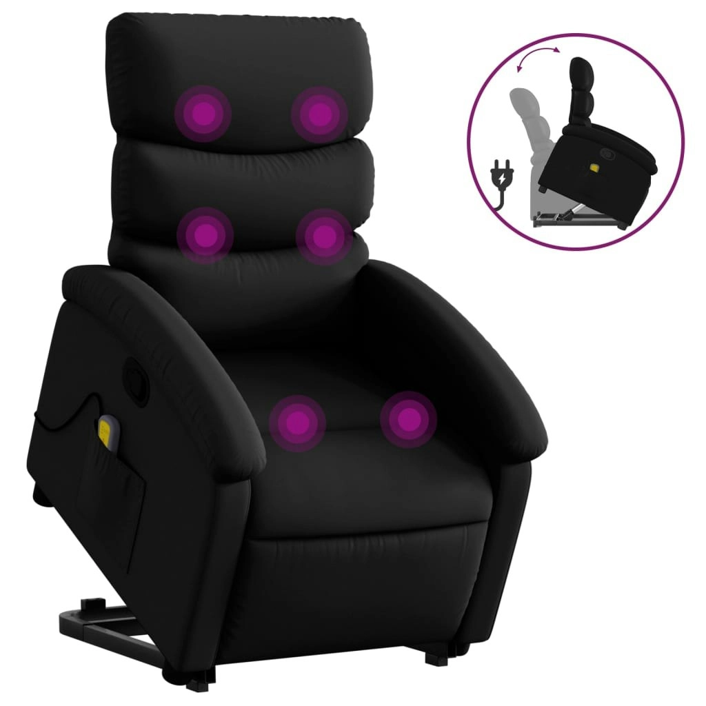 Stand up Massage Recliner Chair Black Faux Leather 3205378