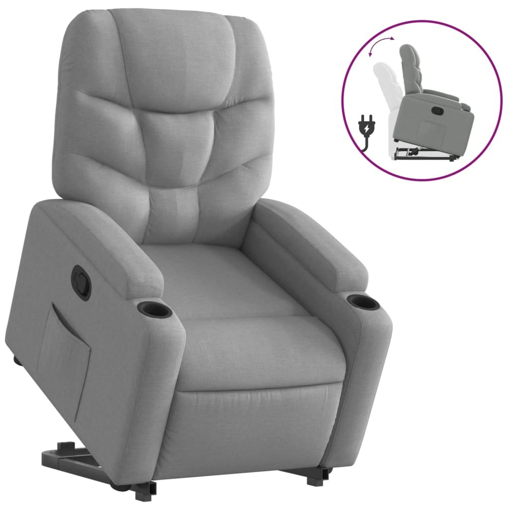 Stand up Recliner Chair Light Grey Fabric 3205624