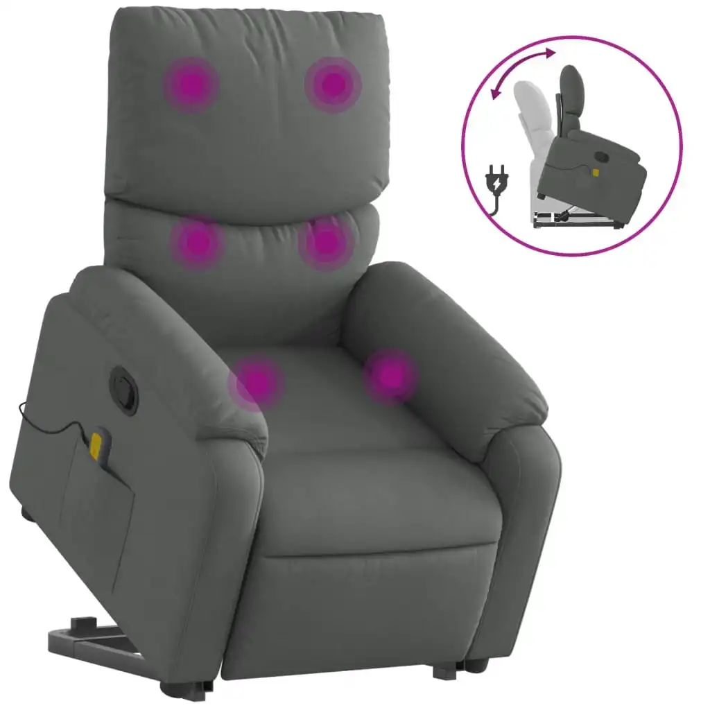 Stand up Massage Recliner Chair Dark Grey Fabric 3205701