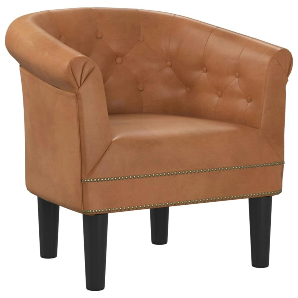 Tub Chair Brown Faux Leather 356497