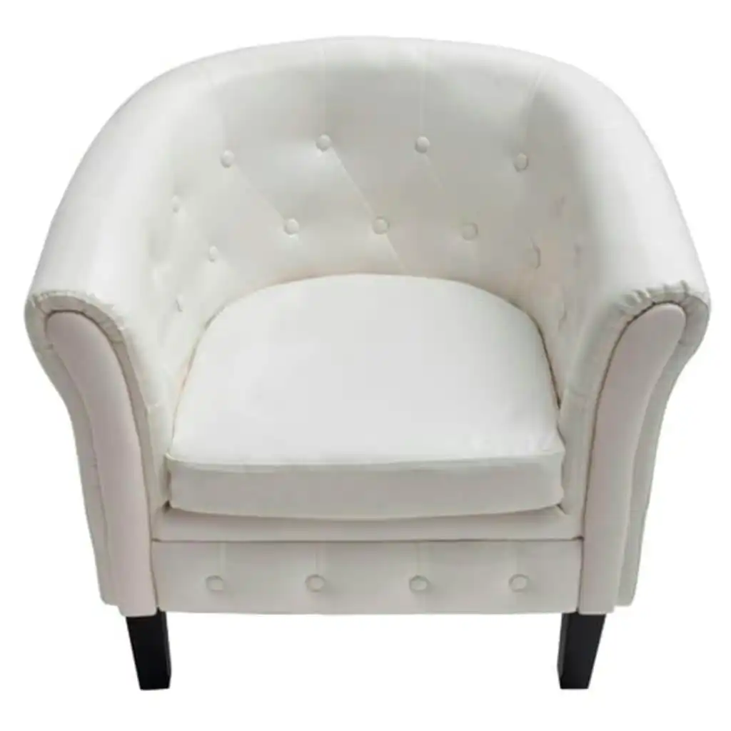 Tub Chair White Faux Leather 60710