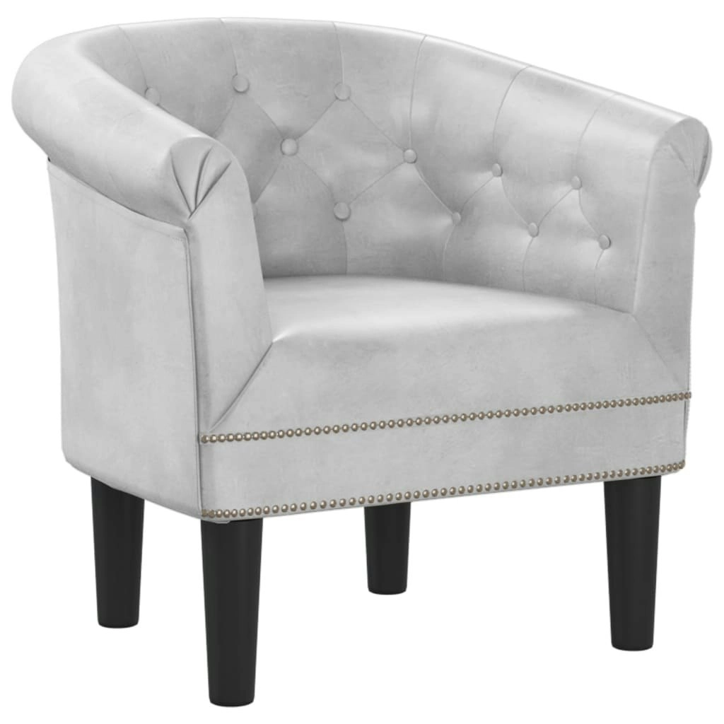 Tub Chair Silver Faux Leather 356498