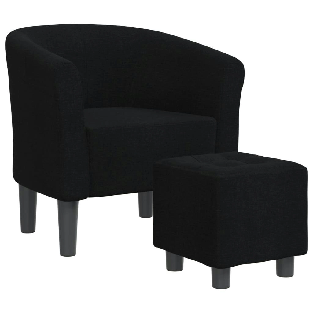 Tub Chair with Footstool Black Fabric 356439