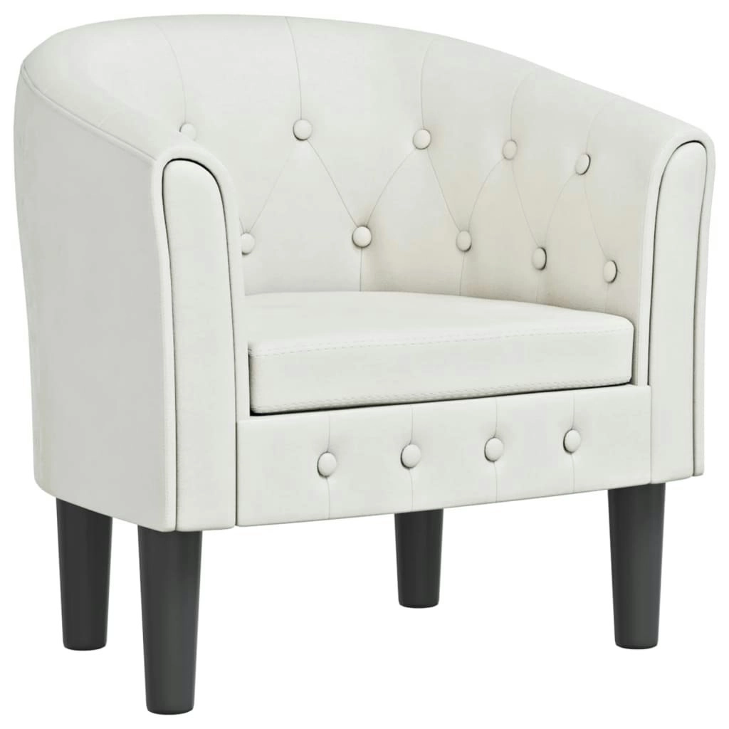 Tub Chair White Faux Leather 356460