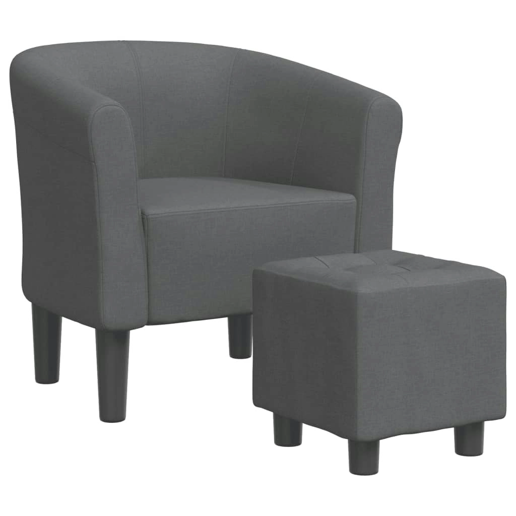 Tub Chair with Footstool Dark Grey Fabric 356437