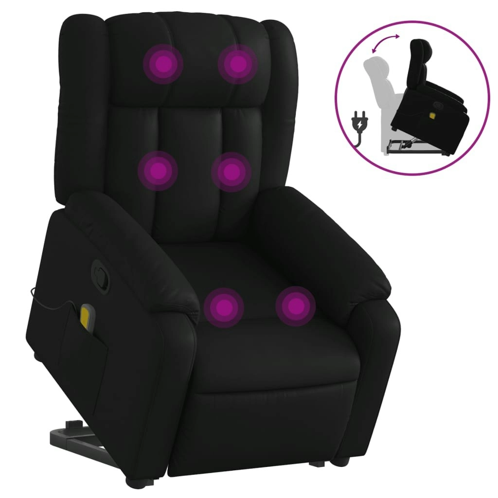 Electric Massage Recliner Chair Black Faux Leather 3205766