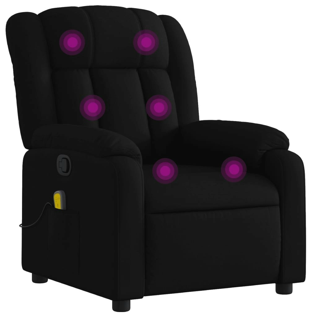 Massage Recliner Chair Black Fabric 3205778