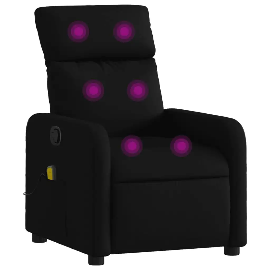 Massage Recliner Chair Black Fabric 374176