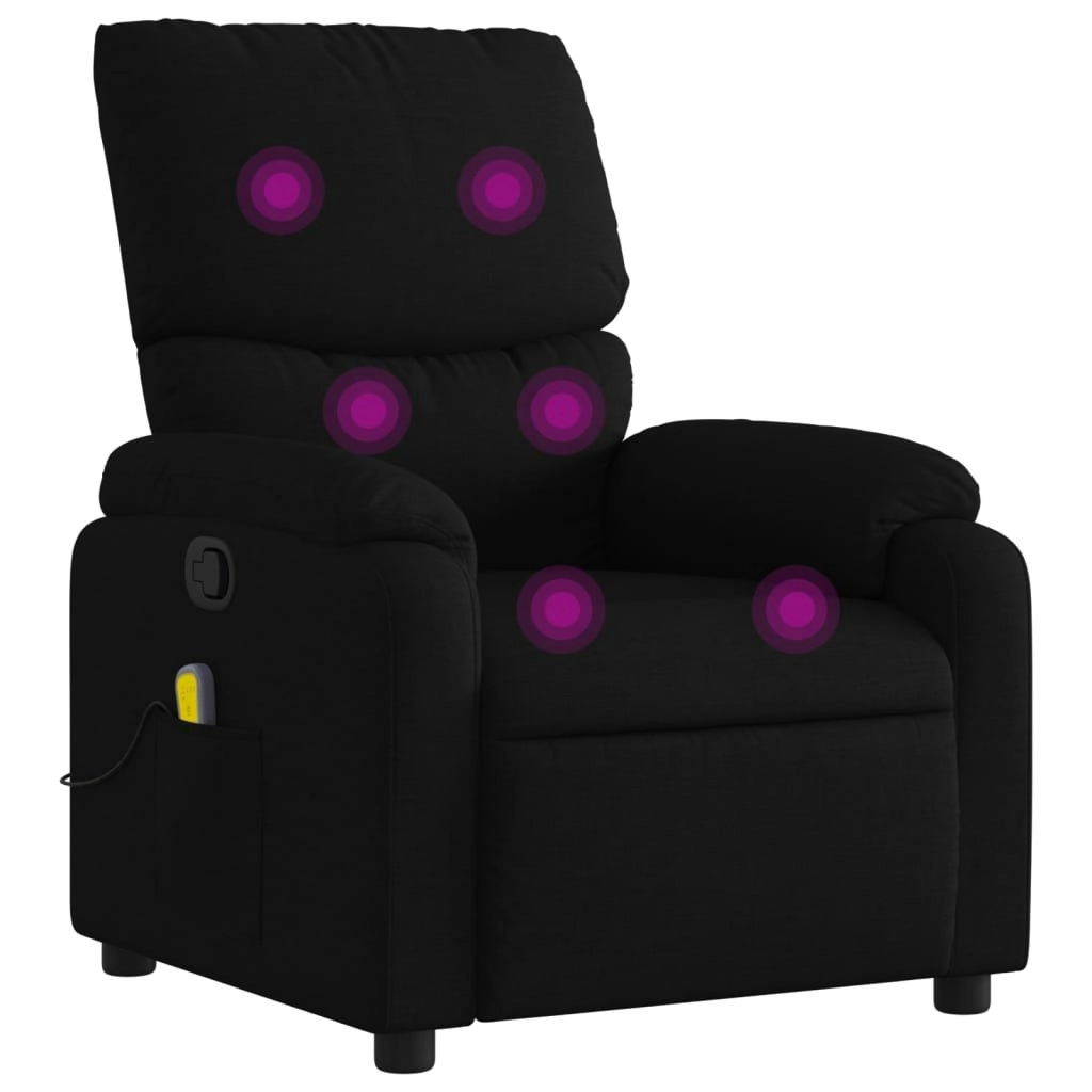 Massage Recliner Chair Black Fabric 373424