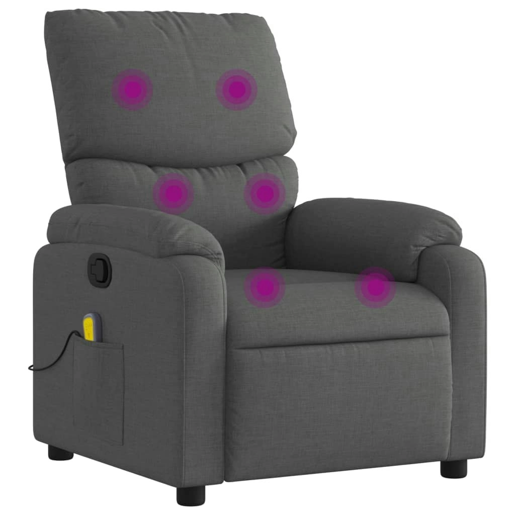 Massage Recliner Chair Dark Grey Fabric 3205685