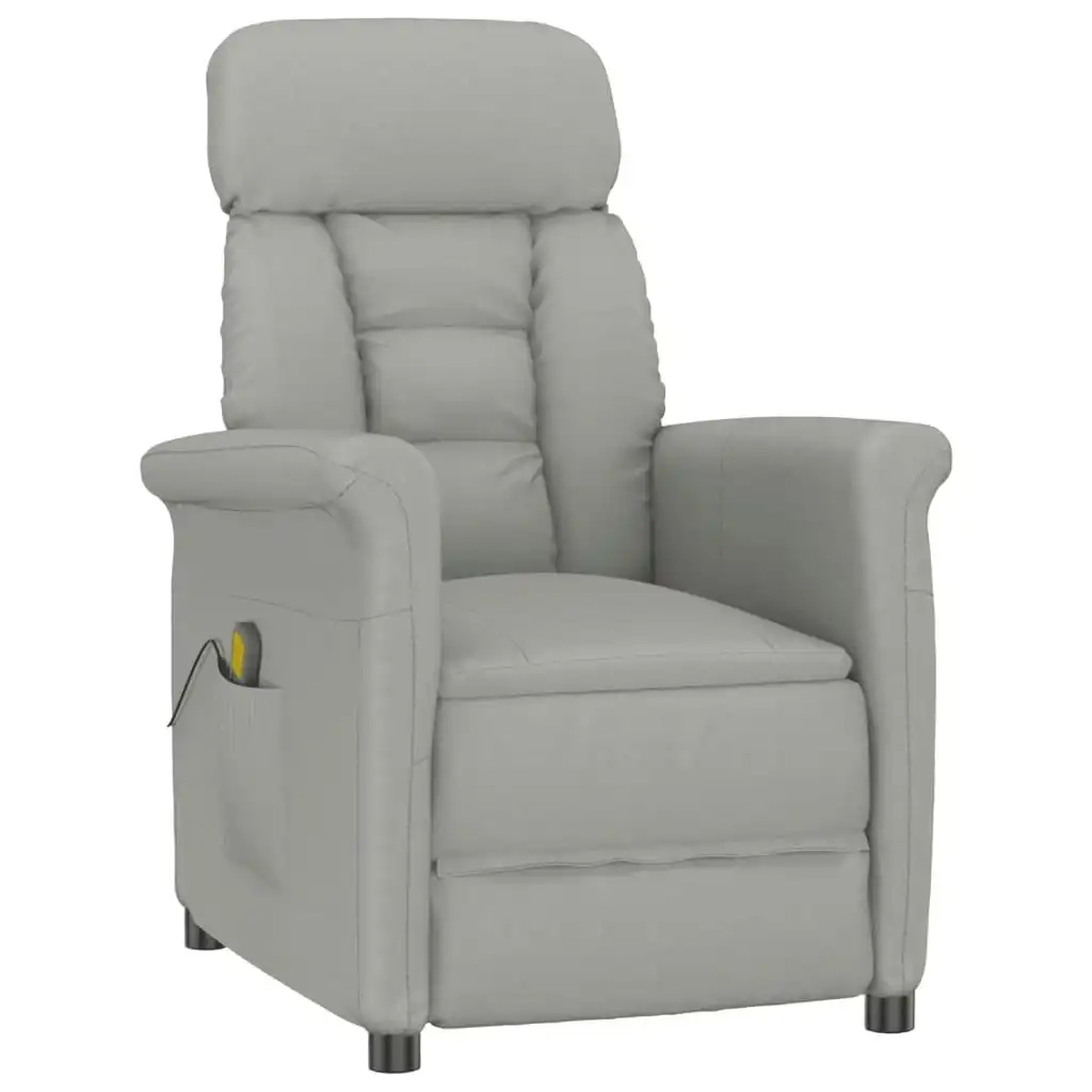 Massage Chair Light Grey Faux Suede Leather 289772