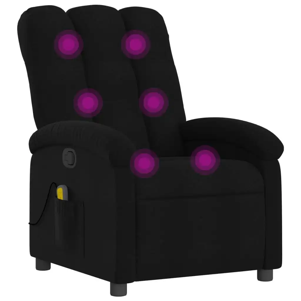 Massage Recliner Chair Black Fabric 3205870