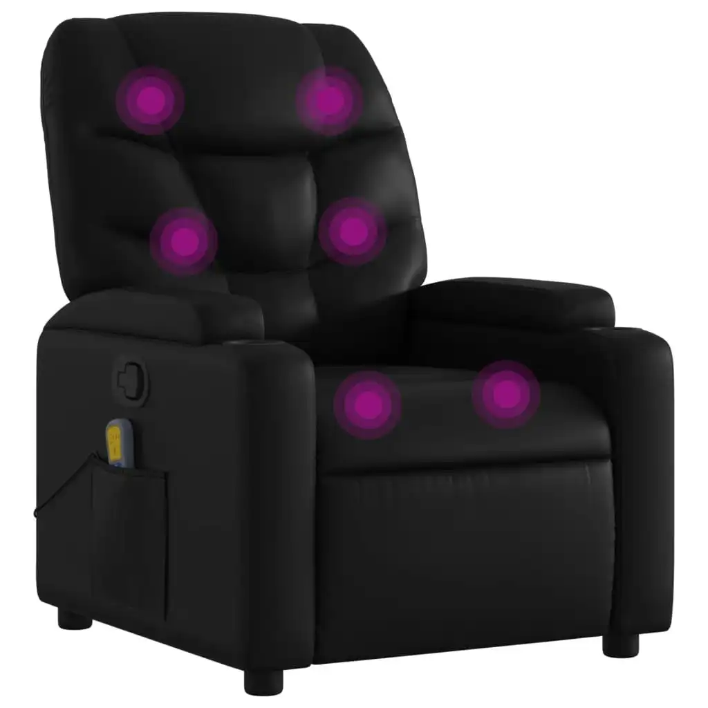 Massage Recliner Chair Black Faux Leather 372472