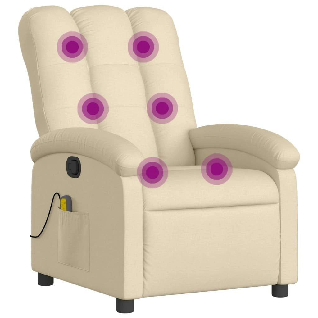 Massage Recliner Chair Cream Fabric 3205387