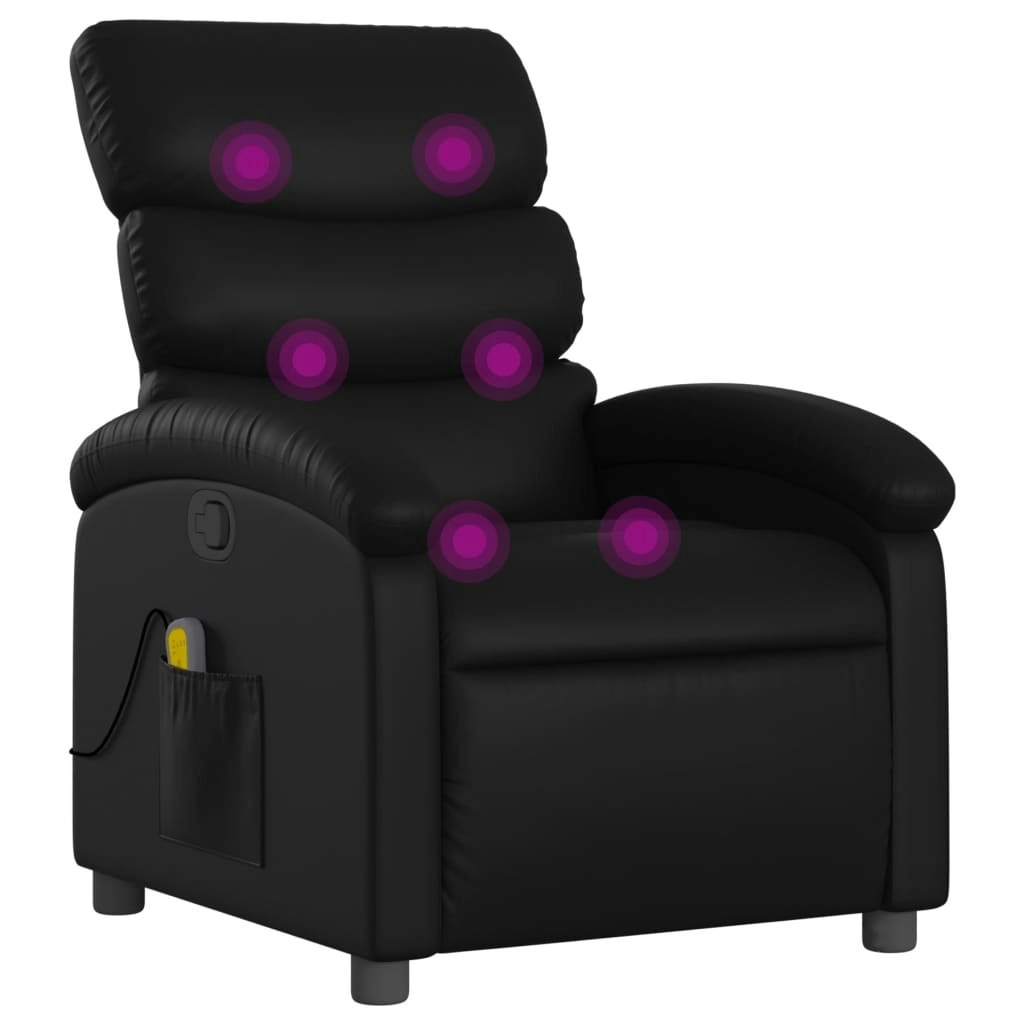 Massage Recliner Chair Black Faux Leather 371720